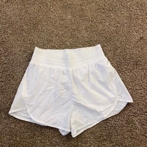 White target running shorts